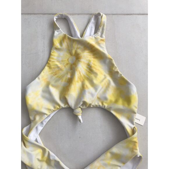 Lovers + Friends Elisa Yellow Cut Out Tie Dye One Piece Swimsuit - Picture 3 of 11